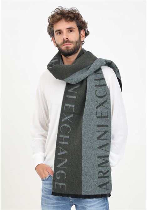 Green wool scarf with logo print ARMANI EXCHANGE | 9543003F15004189